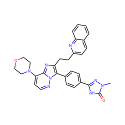 Cn1nc(-c2ccc(-c3c(CCc4ccc5ccccc5n4)nc4c(N5CCOCC5)ccnn34)cc2)[nH]c1=O ZINC001772615316