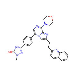 Cn1nc(-c2ccc(-c3cnc(N4CCOCC4)c4nc(CCc5ccc6ccccc6n5)cn34)cc2)[nH]c1=O ZINC000222051611