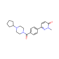 Cn1nc(-c2ccc(C(=O)N3CCN(C4CCCC4)CC3)cc2)ccc1=O ZINC000072179545