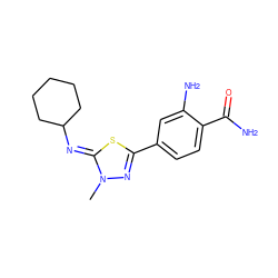 Cn1nc(-c2ccc(C(N)=O)c(N)c2)s/c1=N\C1CCCCC1 ZINC000028385212