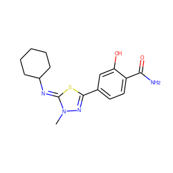 Cn1nc(-c2ccc(C(N)=O)c(O)c2)s/c1=N\C1CCCCC1 ZINC000028374039