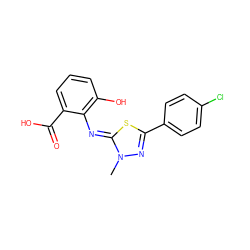 Cn1nc(-c2ccc(Cl)cc2)s/c1=N\c1c(O)cccc1C(=O)O ZINC000028374673