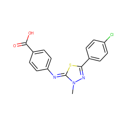 Cn1nc(-c2ccc(Cl)cc2)s/c1=N\c1ccc(C(=O)O)cc1 ZINC000028382049