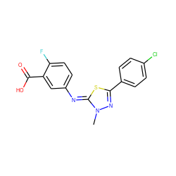 Cn1nc(-c2ccc(Cl)cc2)s/c1=N\c1ccc(F)c(C(=O)O)c1 ZINC000028360765