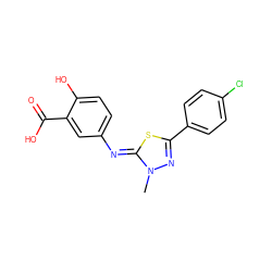 Cn1nc(-c2ccc(Cl)cc2)s/c1=N\c1ccc(O)c(C(=O)O)c1 ZINC000028382732