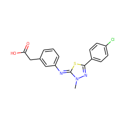 Cn1nc(-c2ccc(Cl)cc2)s/c1=N\c1cccc(CC(=O)O)c1 ZINC000028371318