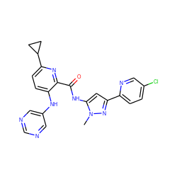 Cn1nc(-c2ccc(Cl)cn2)cc1NC(=O)c1nc(C2CC2)ccc1Nc1cncnc1 ZINC000096167409