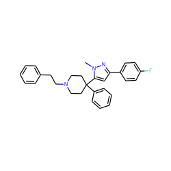 Cn1nc(-c2ccc(F)cc2)cc1C1(c2ccccc2)CCN(CCc2ccccc2)CC1 ZINC000072317991