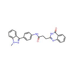 Cn1nc(-c2ccc(NC(=O)CCc3nc4ccccc4c(=O)[nH]3)cc2)c2ccccc21 ZINC000103254100