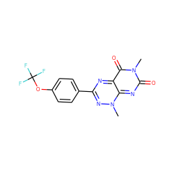 Cn1nc(-c2ccc(OC(F)(F)F)cc2)nc2c(=O)n(C)c(=O)nc1-2 ZINC000096282742