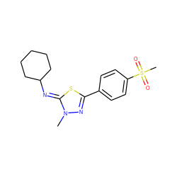 Cn1nc(-c2ccc(S(C)(=O)=O)cc2)s/c1=N\C1CCCCC1 ZINC000028372377