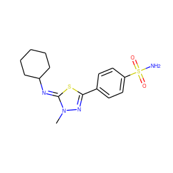 Cn1nc(-c2ccc(S(N)(=O)=O)cc2)s/c1=N\C1CCCCC1 ZINC000028349411