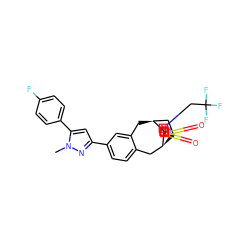 Cn1nc(-c2ccc3c(c2)C[C@H]2CC[C@@H](C3)[C@]23CN(CC(F)(F)F)S(=O)(=O)N3)cc1-c1ccc(F)cc1 ZINC000042891918