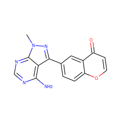 Cn1nc(-c2ccc3occc(=O)c3c2)c2c(N)ncnc21 ZINC000064516781