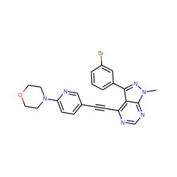 Cn1nc(-c2cccc(Br)c2)c2c(C#Cc3ccc(N4CCOCC4)nc3)ncnc21 ZINC000028360779