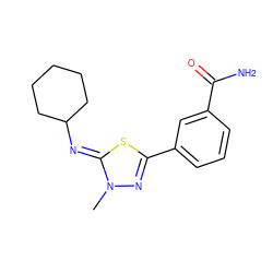 Cn1nc(-c2cccc(C(N)=O)c2)s/c1=N\C1CCCCC1 ZINC000028379636