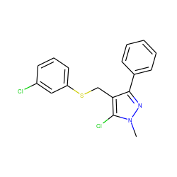 Cn1nc(-c2ccccc2)c(CSc2cccc(Cl)c2)c1Cl ZINC000003047440