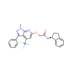 Cn1nc(-c2ccccc2)c2c(C(F)(F)F)cc(OCC(=O)N[C@H]3CCc4ccccc43)nc21 ZINC000117510018