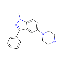 Cn1nc(-c2ccccc2)c2cc(N3CCNCC3)ccc21 ZINC000072179084