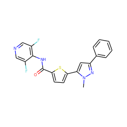 Cn1nc(-c2ccccc2)cc1-c1ccc(C(=O)Nc2c(F)cncc2F)s1 ZINC000142662437