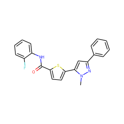 Cn1nc(-c2ccccc2)cc1-c1ccc(C(=O)Nc2ccccc2F)s1 ZINC000142595670