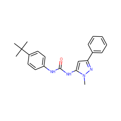 Cn1nc(-c2ccccc2)cc1NC(=O)Nc1ccc(C(C)(C)C)cc1 ZINC000000157319