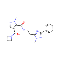 Cn1nc(-c2ccccc2)nc1CCNC(=O)c1c(C(=O)N2CCC2)cnn1C ZINC000144091955