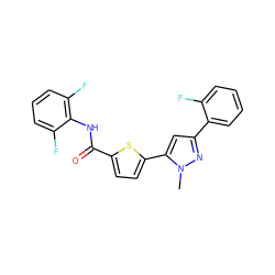 Cn1nc(-c2ccccc2F)cc1-c1ccc(C(=O)Nc2c(F)cccc2F)s1 ZINC000114454900