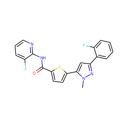 Cn1nc(-c2ccccc2F)cc1-c1ccc(C(=O)Nc2ncccc2F)s1 ZINC000142588151