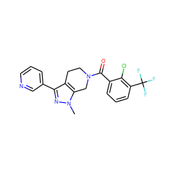 Cn1nc(-c2cccnc2)c2c1CN(C(=O)c1cccc(C(F)(F)F)c1Cl)CC2 ZINC000225998287