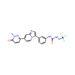 Cn1nc(-c2ccn3c(-c4cccc(NC(=O)NCC(F)(F)F)c4)cnc3c2)ccc1=O ZINC000146942950