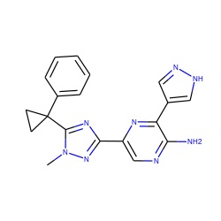 Cn1nc(-c2cnc(N)c(-c3cn[nH]c3)n2)nc1C1(c2ccccc2)CC1 ZINC001772646208