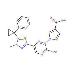 Cn1nc(-c2cnc(N)c(-n3cc(C(N)=O)cn3)n2)nc1C1(c2ccccc2)CC1 ZINC001772590418