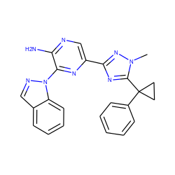 Cn1nc(-c2cnc(N)c(-n3ncc4ccccc43)n2)nc1C1(c2ccccc2)CC1 ZINC001772651660