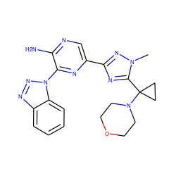 Cn1nc(-c2cnc(N)c(-n3nnc4ccccc43)n2)nc1C1(N2CCOCC2)CC1 ZINC001772657601