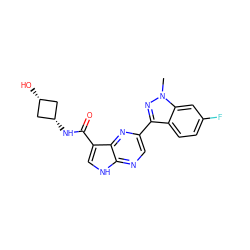 Cn1nc(-c2cnc3[nH]cc(C(=O)N[C@H]4C[C@@H](O)C4)c3n2)c2ccc(F)cc21 ZINC000143080861