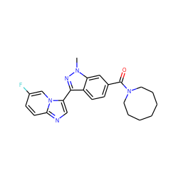 Cn1nc(-c2cnc3ccc(F)cn23)c2ccc(C(=O)N3CCCCCCC3)cc21 ZINC000115951108