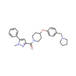 Cn1nc(C(=O)N2CCC(Oc3ccc(CN4CCCC4)cc3)CC2)cc1-c1ccccc1 ZINC000653735515