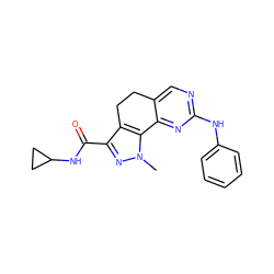 Cn1nc(C(=O)NC2CC2)c2c1-c1nc(Nc3ccccc3)ncc1CC2 ZINC000042201310