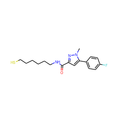 Cn1nc(C(=O)NCCCCCCS)cc1-c1ccc(F)cc1 ZINC000653699930