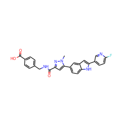 Cn1nc(C(=O)NCc2ccc(C(=O)O)cc2)cc1-c1ccc2[nH]c(-c3ccc(F)nc3)cc2c1 ZINC000115830226