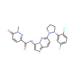 Cn1nc(C(=O)Nc2cnc3ccc(N4CCC[C@@H]4c4cc(F)ccc4F)nn23)ccc1=O ZINC000068206821