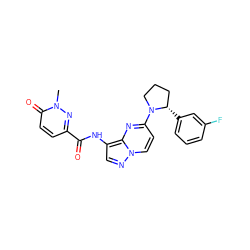 Cn1nc(C(=O)Nc2cnn3ccc(N4CCC[C@@H]4c4cccc(F)c4)nc23)ccc1=O ZINC000118409283