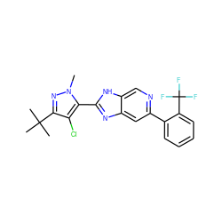 Cn1nc(C(C)(C)C)c(Cl)c1-c1nc2cc(-c3ccccc3C(F)(F)F)ncc2[nH]1 ZINC000140935722