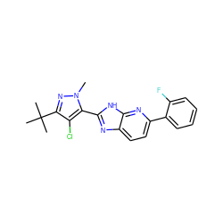 Cn1nc(C(C)(C)C)c(Cl)c1-c1nc2ccc(-c3ccccc3F)nc2[nH]1 ZINC001772575975