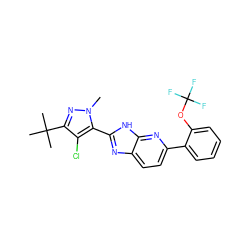 Cn1nc(C(C)(C)C)c(Cl)c1-c1nc2ccc(-c3ccccc3OC(F)(F)F)nc2[nH]1 ZINC001772639447