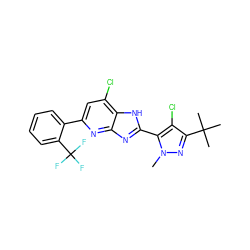 Cn1nc(C(C)(C)C)c(Cl)c1-c1nc2nc(-c3ccccc3C(F)(F)F)cc(Cl)c2[nH]1 ZINC000202021426