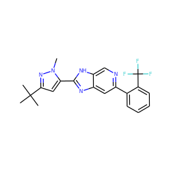 Cn1nc(C(C)(C)C)cc1-c1nc2cc(-c3ccccc3C(F)(F)F)ncc2[nH]1 ZINC000147109979