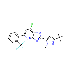 Cn1nc(C(C)(C)C)cc1-c1nc2nc(-c3ccccc3C(F)(F)F)cc(Cl)c2[nH]1 ZINC000141214960