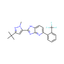 Cn1nc(C(C)(C)C)cc1-c1nc2nc(-c3ccccc3C(F)(F)F)ccc2[nH]1 ZINC000141047339